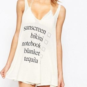 Wildfox Weekend Trip Tank Top White Medium
